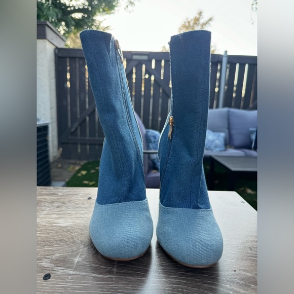 Denim patchwork ankle boots - Picture 2 of 2